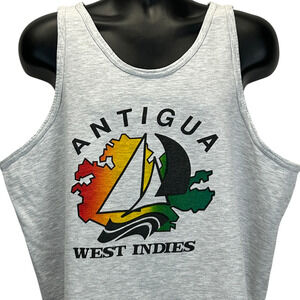 Vintage 90s Antigua West Indies Tank Top Shirt Caribbean Sailing Gray XL X-Large